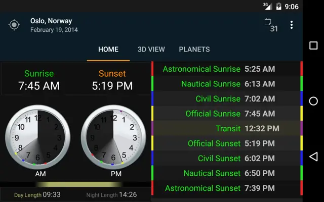 Sunrise Sunset android App screenshot 3